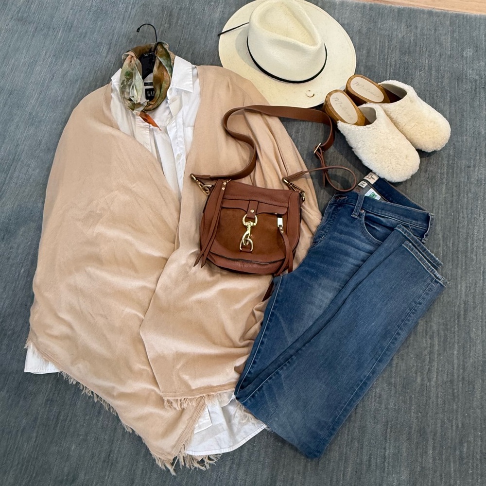 Beige Shawl with fringe: WINTER WESTERN EDIT